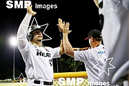 Perth Heat Celebrate their game 1 win Photo: James Worsfold / SMP IMAGES / Baseball Australia | Action from the Australian Baseball League 2019/20 Round 4 clash between the Perth Heat v Geelong Korea played at Perth Harley-Davidson ballpark, Perth